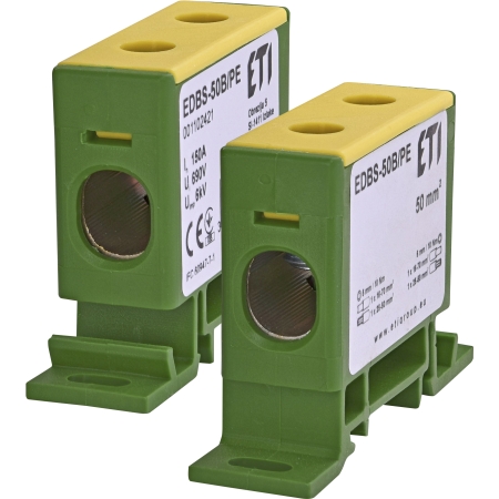 EDBS-50B/PE ZACISK 1-TOROWY PRZELOTOWY 16-50MM2 ŻÓŁTY/ZIELONY ETIBOX