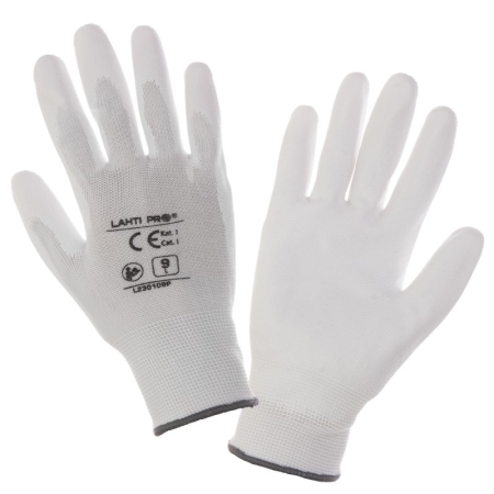 RĘKAWICE PU BIAŁE L230109P "9", CE, LAHTI