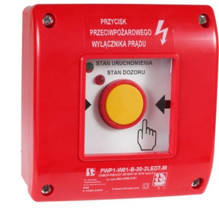 PWP1-W01-A-11-2LED7 RĘCZNY PRZYCISK PRZECIWPOŻAROWEGO WYŁĄCZNIKA PRĄDU