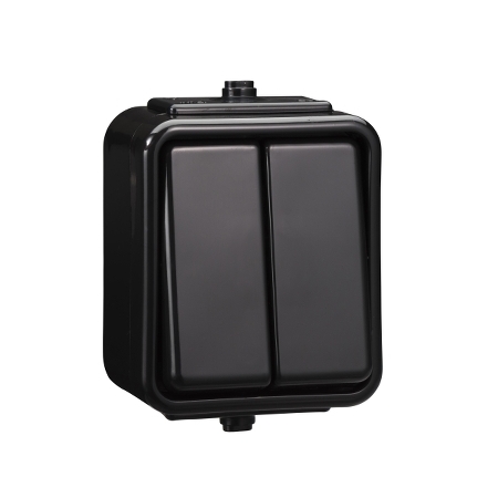 Schneider Electric Cedar, łącznik świecznikowy, IP44, czarny, WNT500C05