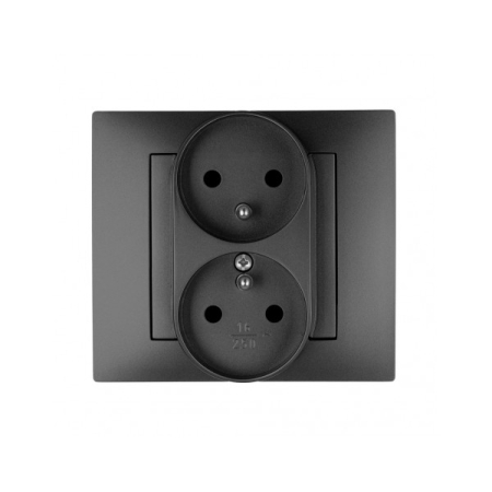 VESTRA MODUŁ CZARNY GNIAZDO 2X Z/U 2P+Z IP20 ZACISKI ŚRUBOWE 16A 250V