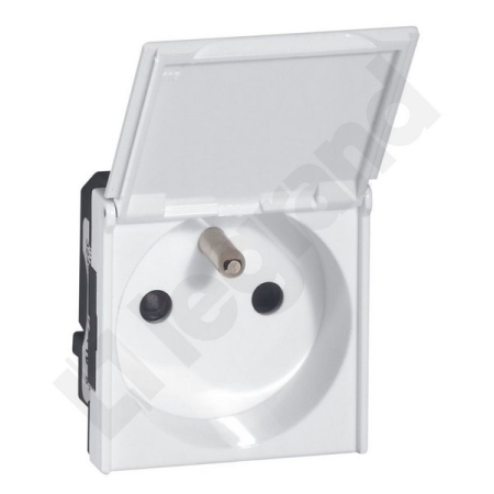 M45 BIAŁY GNIAZDO 2M 1X Z/U PROSTE Z KLAPKĄ ZACISKI SPRĘŻYNOWE 16A 250V