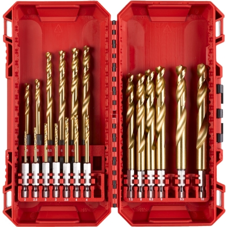 ZESTAW WIERTEŁ DO METALU SHW HSS-G TIN - 19 SZT.
