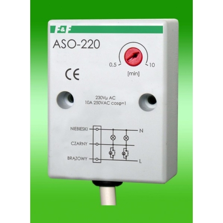 ASO-220 AUTOMAT SCHODOWY NT 10A 1Z 0.5-10MIN 230V AC IP40 0.45M OMY 3X0.75