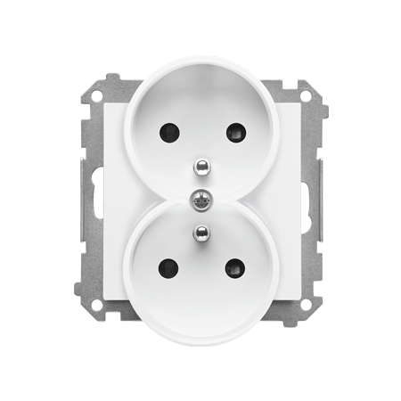 SIMON 55 MODUŁ BIAŁY GNIAZDO WTYCZKOWE 2X Z/U Z PRZESŁONAMI ZACISKI SPRĘŻYNOWE 16A 250V