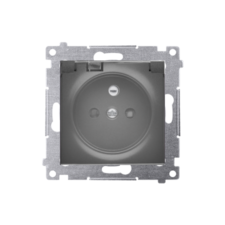 SIMON 54 MODUŁ CZARNY GNIAZDO 1X Z/U Z PRZESŁONAMI Z KLAPKĄ DYMNĄ IP44 ZACISKI ŚRUBOWE 16A 250V