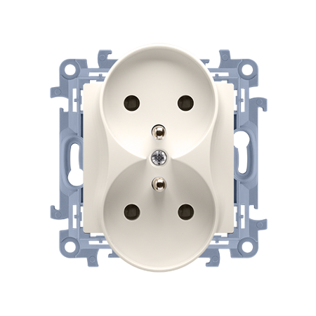 SIMON 10 MODUŁ KREM GNIAZDO 2X Z/U ZACISKI ŚRUBOWE 16A 250V