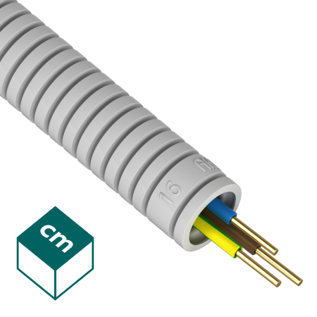 RKGL 16-50 SZARY RURA KARBOWANA PESZEL PVC-U FI16/11 320N Z PRZEWODEM H07V-U 3X1.5 320N RURAKS