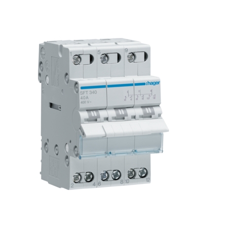 SFT340 PRZEŁĄCZNIK ZASILANIA 40A 3P I-0-II SIEĆ- AGREGAT 3M 400V AC PRZYŁĄCZE GÓRNE