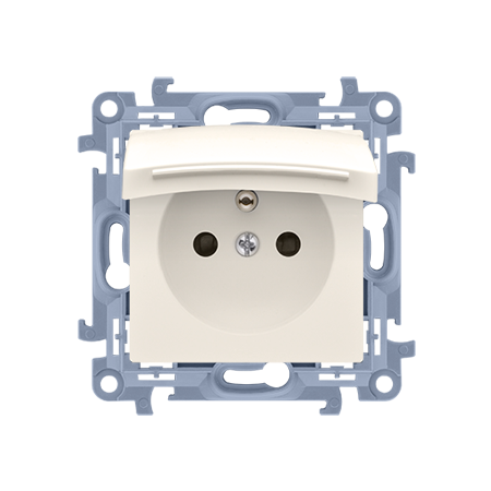 SIMON 10 MODUŁ KREM GNIAZDO 1X Z/U Z KLAPKĄ IP44 ZACISKI ŚRUBOWE 16A 250V