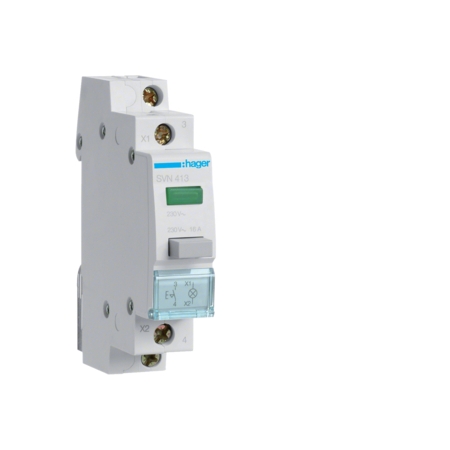 SVN413 ŁĄCZNIK PRZYCISKOWY MONOSTABILNY LED ZIELONY 16A 1Z 1M 230V AC