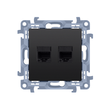 SIMON 10 MODUŁ CZARNY MAT GNIAZDO KOMPUTEROWE 2X UAE 8 CAT. 6 UTP PŁASKIE