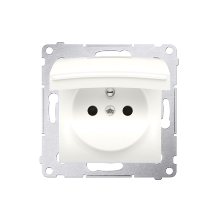 SIMON 54 MODUŁ KREM GNIAZDO 1X Z/U Z PRZESŁONAMI Z KLAPKĄ IP44 ZACISKI ŚRUBOWE 16A 250V