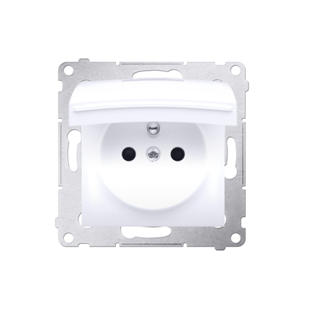 SIMON 54 MODUŁ BIAŁY GNIAZDO 1X Z/U Z PRZESŁONAMI Z KLAPKĄ IP44 ZACISKI ŚRUBOWE 16A 250V