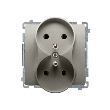 SIMON BASIC MODUŁ SATYNA GNIAZDO 2X Z/U ZACISKI ŚRUBOWE 16A 250V