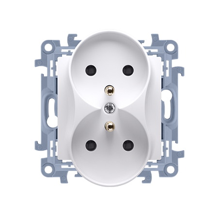 SIMON 10 MODUŁ BIAŁY GNIAZDO 2X Z/U Z PRZESŁONAMI ZACISKI ŚRUBOWE 16A 250V