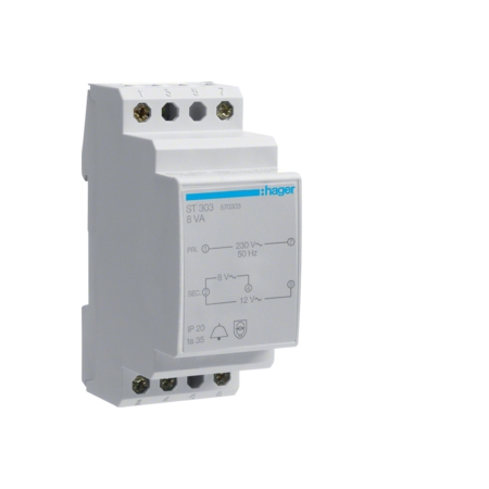 ST303 TRANSFORMATOR DZWONKOWY 1A/ 8V LUB 0.67A/ 12V