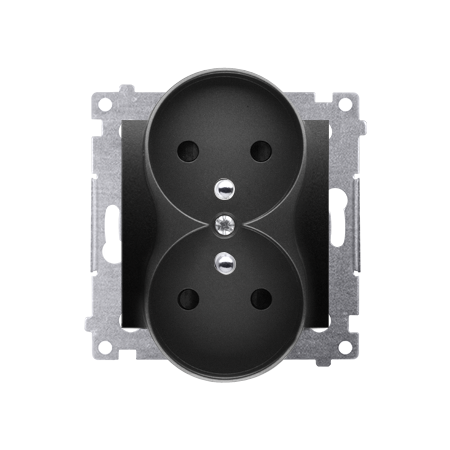 SIMON 54 NATURE MODUŁ CZARNY MAT GNIAZDO 2X Z/U Z PRZESŁONAMI ZACISKI ŚRUBOWE 16A 250V