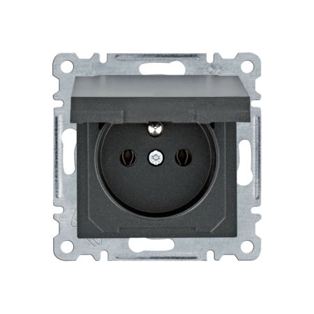 LUMINA SOUL/ INTENSE/ PASSION MODUŁ CZARNY GNIAZDO 1X Z/U Z KLAPKĄ ZACISKI ŚRUBOWE 16A 250V