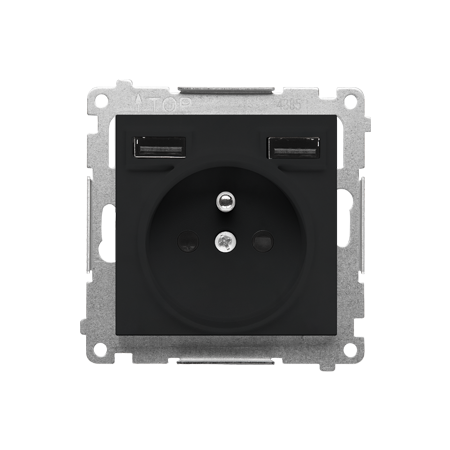 SIMON 55 MODUŁ CZARNY MAT GNIAZDO 1X Z/U + ŁADOWARKA 2X USB C+A 2.1A