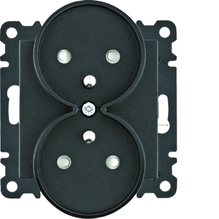 LUMINA SOUL/ INTENSE/ PASSION MODUŁ CZARNY GNIAZDO 2X Z/U Z PRZESŁONAMI ZACISKI ŚRUBOWE 16A 250V