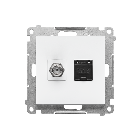 SIMON 55 MODUŁ BIAŁY MAT GNIAZDO TV TYP F+ GNIAZDO KOMPUTEROWE 1X UAE 8 CAT.6 UTP