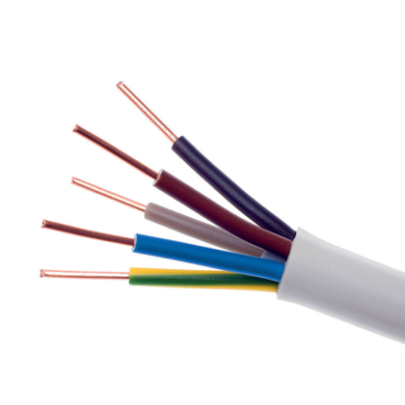 YDY 5X 2.5 ŻO BIAŁY PRZEWÓD INSTALACYJNY OKRĄGŁY DRUT 450/750V KL.1