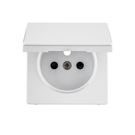 Q.X MODUŁ BIAŁY AKSAMIT PŁYTKA DO GNIAZD 1X Z/U Z KLAPKĄ Z PRZESŁONAMI ONE PLATFORM