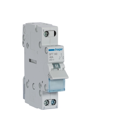 SFT140 PRZEŁĄCZNIK ZASILANIA 40A 1P I-0-II SIEĆ- AGREGAT 1M 230V AC PRZYŁĄCZE GÓRNE