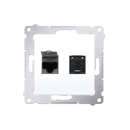 GNIAZDO KOMPUTEROWE 2X UAE 8 CAT.6 UTP Z OSŁONĄ PRZECIWKURZOWĄ