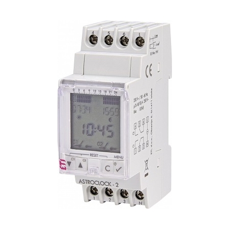 ASTROCLOCK-2 ZEGAR STERUJĄCY 2-KANAŁOWY ASTRONOMICZNY 16A 2M 230V AC EVE