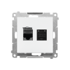 SIMON 55 MODUŁ BIAŁY MAT GNIAZDO KOMPUTEROWE 2X UAE 8 CAT.6 UTP Z PRZESŁONĄ PRZECIWKURZOWĄ PŁASKIE