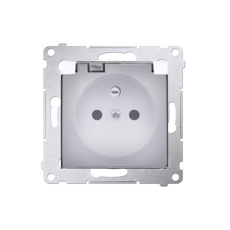 SIMON 54 MODUŁ BIAŁY GNIAZDO 1X Z/U Z PRZESŁONAMI Z KLAPKĄ DYMNĄ IP44 ZACISKI ŚRUBOWE 16A 250V