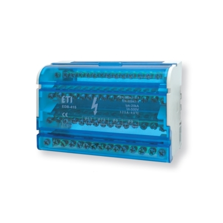 EDB-415 BLOK ROZDZIELCZY 125A 4X (11X FI5.3), 4X (2X FI0.75), 4X (2X FI9.1) ETIBOX