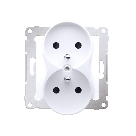 SIMON 54 NATURE BIAŁY GNIAZDO 2X Z/U Z PRZESŁONAMI ZACISKI ŚRUBOWE 16A 250V