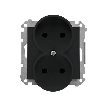 SIMON 55 MODUŁ CZARNY MAT GNIAZDO 2X B/U Z PRZESŁONAMI ZACISKI SPRĘŻYNOWE 16A 250V