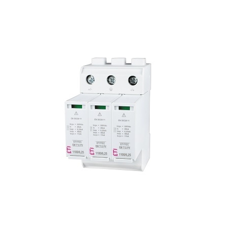 ETITEC EM T12  OGRANICZNIK PRZEPIĘĆ T1+T2 B+C 3P 3M 20/40KA 3.8KV 1100V DC PV