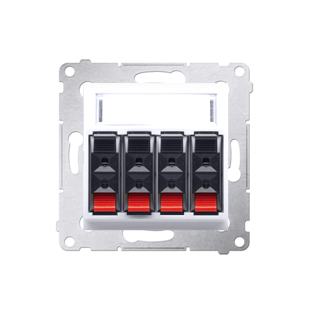 SIMON 54 MODUŁ BIAŁY GNIAZDO GŁOŚNIKOWE HI-FI 4X Z POLEM OPISOWYM ZACISKI KLESZCZOWE DO ZAGNIATANIA