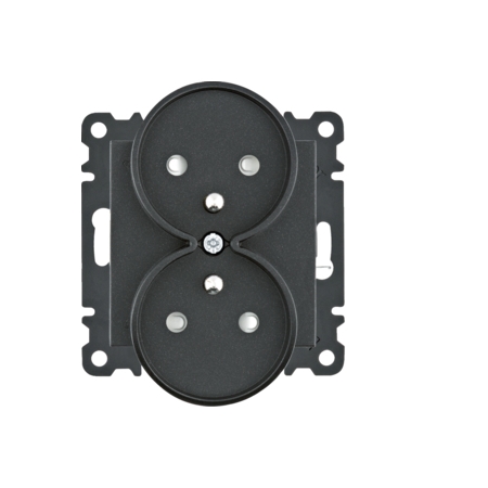 LUMINA SOUL/ INTENSE/ PASSION MODUŁ CZARNY GNIAZDO 2X Z/U Z PRZESŁONAMI ZACISKI ŚRUBOWE 16A 250V