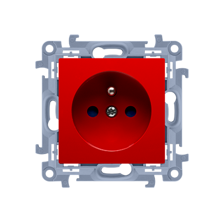 SIMON 10 MODUŁ CZERWONY GNIAZDO 1X Z/U Z PRZESŁONAMI ZACISKI ŚRUBOWE 16A 250V