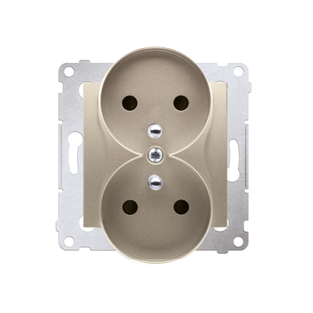 SIMON 54 MODUŁ ZŁOTY MAT GNIAZDO 2X Z/U Z PRZESŁONAMI ZACISKI ŚRUBOWE 16A 250V