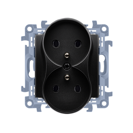 SIMON 10 MODUŁ CZARNY MAT GNIAZDO 2X Z/U ZACISKI ŚRUBOWE 16A 250V