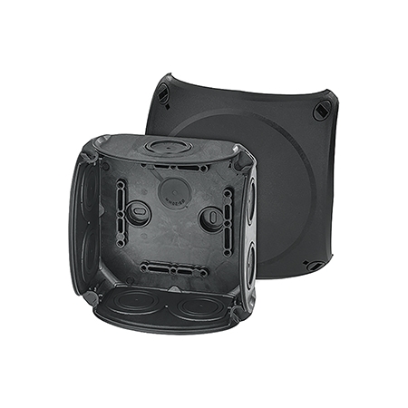 DK 0600 B PUSZKA INSTALACYJNA NT 130X130X77 Z DŁAWICAMI MEMBRANOWYMI BEZ ZACISKÓW IP66 CZARNY