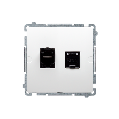 SIMON BASIC MODUŁ BIAŁY GNIAZDO KOMPUTEROWE 2X UAE 8 CAT.6 UTP PŁASKIE Z PRZESŁONĄ PRZECIWKURZOWĄ