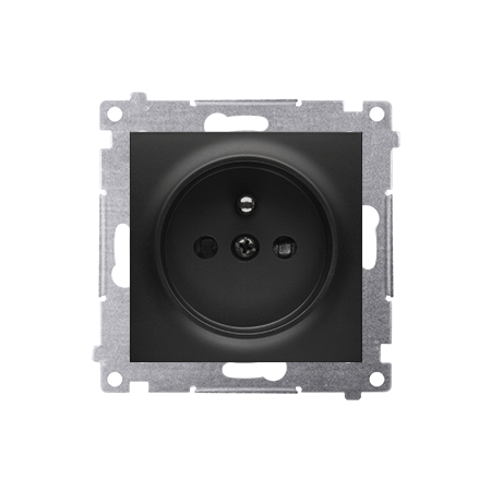 SIMON 54 MODUŁ CZARNY MAT GNIAZDO 1X Z/U Z PRZESŁONAMI ZACISKI SPRĘŻYNOWE 16A 250V