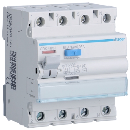 CDC463J 63A/ 30MA/AC WYŁĄCZNIK RÓŻNICOWY 63A 4P 4M 30MA AC 6KA