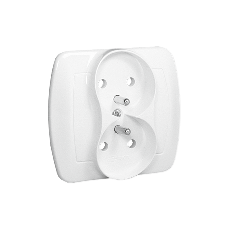 SIMON AKORD BIAŁY GNIAZDO 2X Z/U ZACISKI ŚRUBOWE 16A 250V