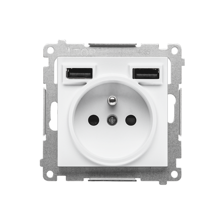 SIMON 55 MODUŁ BIAŁY MAT GNIAZDO 1X Z/U + ŁADOWARKA 2X USB C+A 2.1A