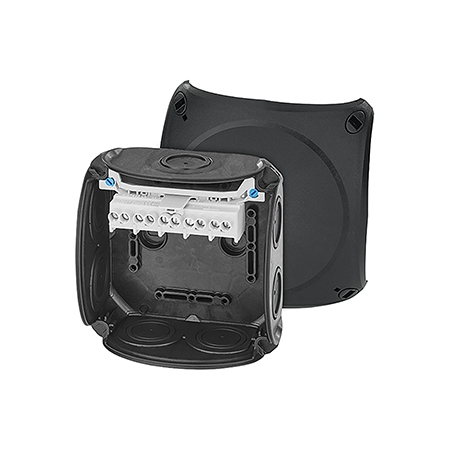 DK 0606 B PUSZKA INSTALACYJNA NT130X130X77 IP66 Z DŁAWNIC. MEMBRAN, Z ZAC. 5-BIEG., 6 MM2 CZRNA