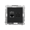SIMON 55 MODUŁ CZARNY MAT GNIAZDO KOMPUTEROWE 2X UAE 8 CAT.6 UTP Z PRZESŁONĄ PRZECIWKURZOWĄ